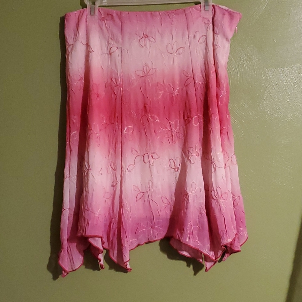 Pink Embroider Flower handkerchief skirt